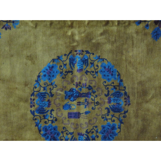 1920s 1920's Antique Gold Chinese Rug-9’5' X 11'7" For Sale - Image 5 of 8