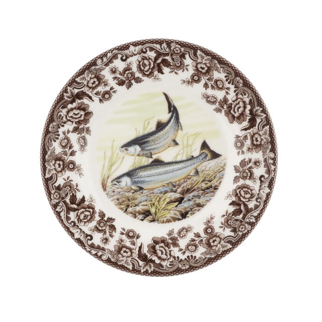 English Spode Woodland Fish Salad Plate 8", King Salmon For Sale - Image 3 of 3