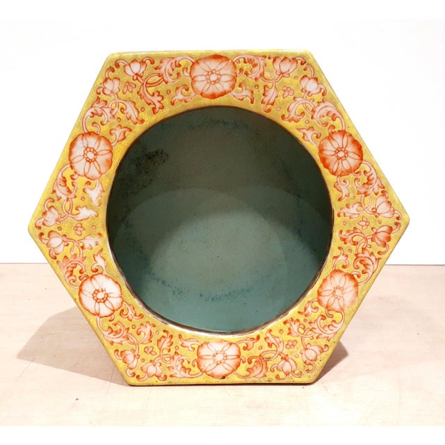 1930s Chinese Porcelain Hexagonal Floral Urn For Sale - Image 5 of 7