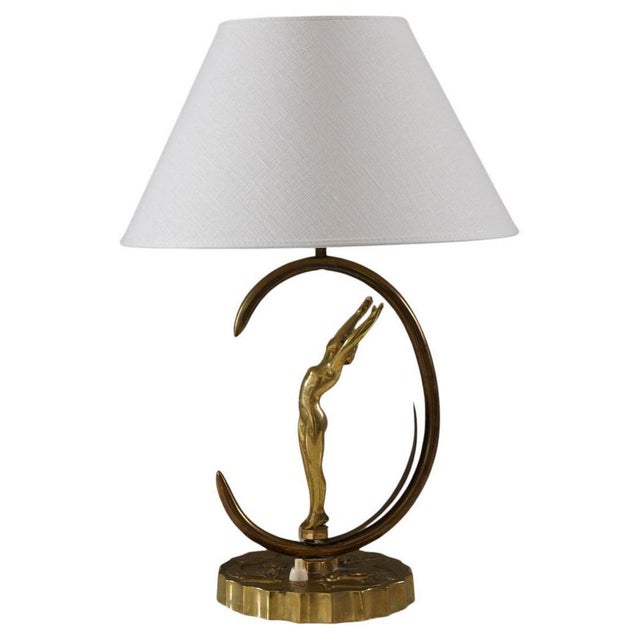 Metal Swedish Art Deco Table Lamp in Brass, 1940s For Sale - Image 7 of 7