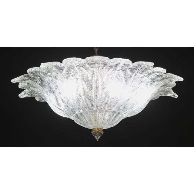 Set of 2 Splendid Murano glass ceiling lamp. Period: circa 1970. The light mounts 5 standard European e14 lamp holders,...