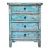 Distressed Aqua Turquoise Blue 4 Drawers End Table Nightstand For Sale