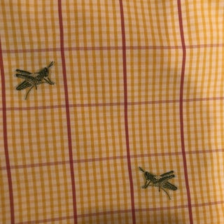 Green Crickets and Yellow & Red Plaid Fabric- 2.25 Yards For Sale