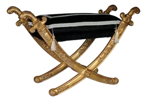 French Empire Sabre Stool in Gilt Beech, 20th Century
