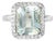 Late 20th Century 14K White Gold Aquamarine Diamond Cocktail Ring Estate, Size 7 For Sale