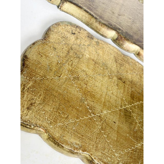 20th Century Gilded Wooden Trays, India, Set of 2 For Sale - Image 13 of 14