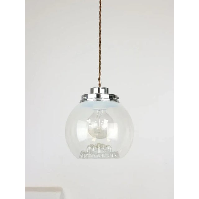 Mid-Century Italian Chrome and Murano Glass Pendant Lamp For Sale - Image 9 of 9