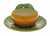 De Sarreguemines 1950s French Majolica Orange Cup and Saucer: Sarreguemines Barbotine For Sale - Image 4 of 7