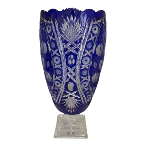 Cobalt Blue Large Crystal Vase