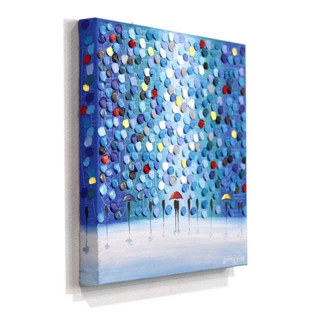 Contemporary Rainy Memories - Original Cool-Tone Figurative Abstract Oil Painting on Canvas by Ekaterina Ermilkina For Sale - Image 3 of 9