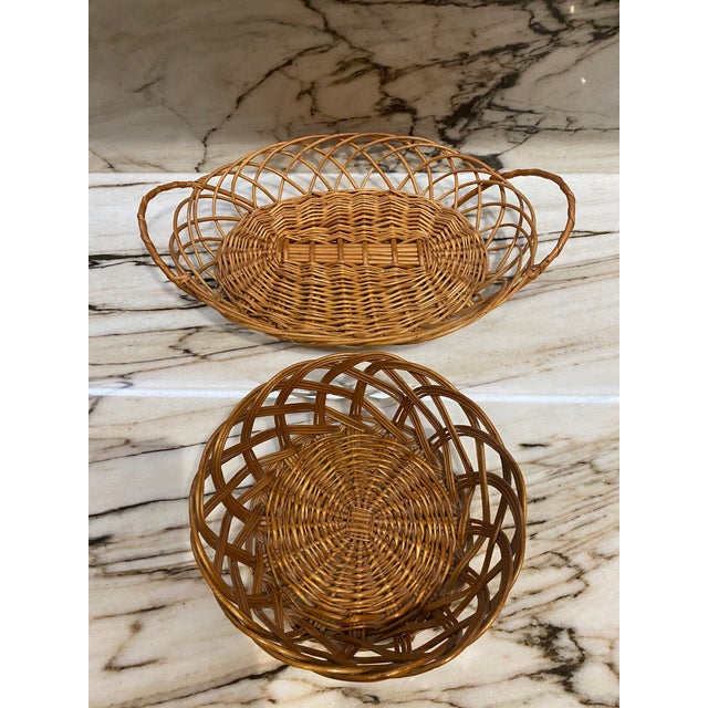 French Rattan Bread Baskets, Pair Chairish