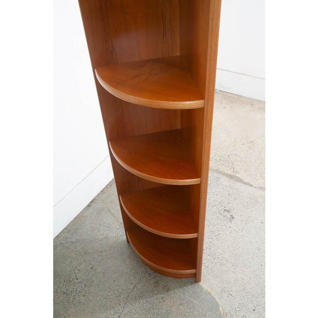 Brown 1960s Mid Century Danish Modern Corner Bookshelf Unit Teak Rounded Shelf Vintage For Sale - Image 8 of 11