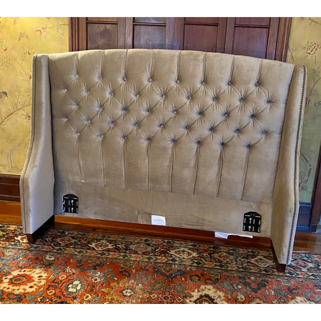 Traditional Restoration Hardware Velvet Tufted Queen Headboard Chairish