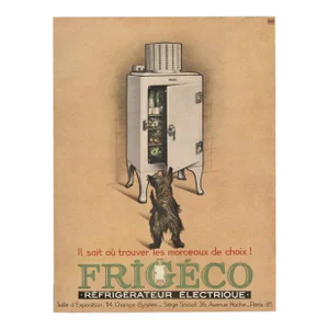 1932 French Art Deco Advertisement Print-Refrigerator, Kitchen, Scottie, Matted