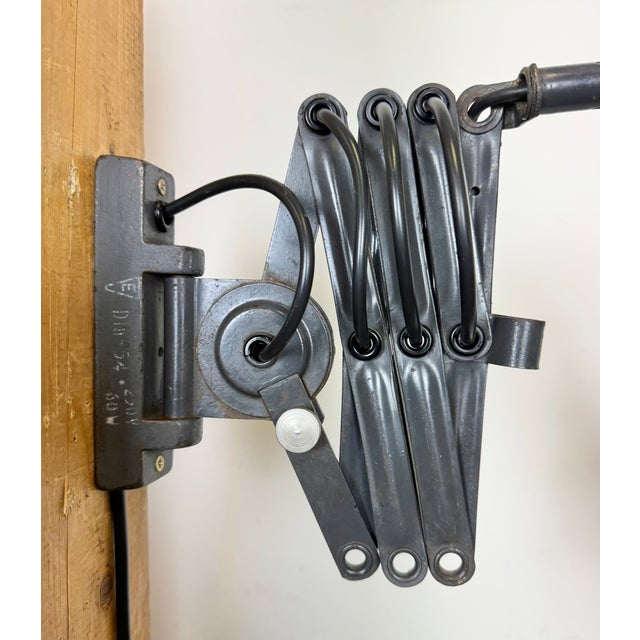 Dark Grey Industrial Scissor Wall Lamp from Elektroinstala, 1960s For Sale - Image 13 of 16
