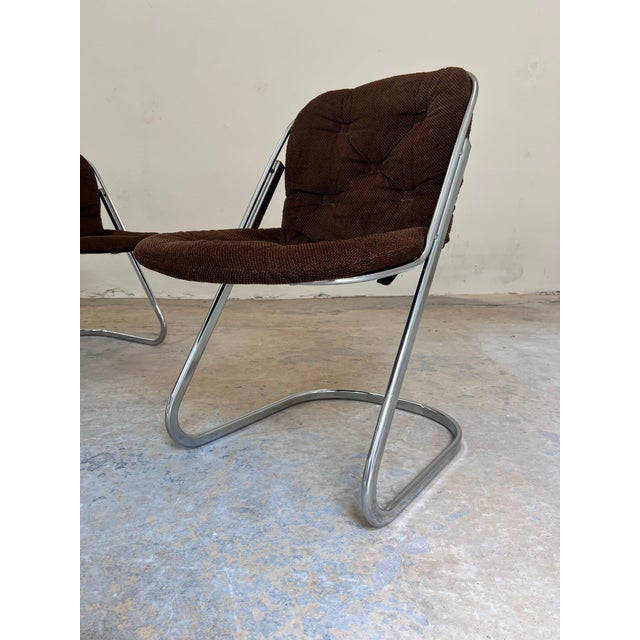 Gastone Rinaldi Cantilever Chair in Chrome with Brown Upholstery by Gastone Rinaldi, 1970s For Sale - Image 4 of 11