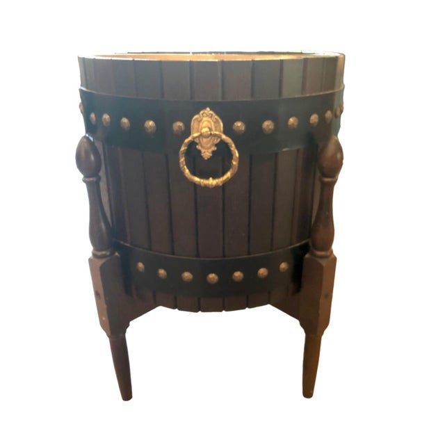 Vintage Mid Century Elevated Barrel Planter Pot by Karimoku For Sale - Image 9 of 9