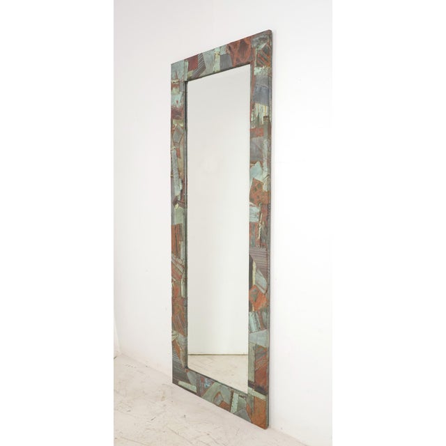 Traditional Handcrafted Copper Collage Beveled Dressing Mirror For Sale - Image 3 of 7