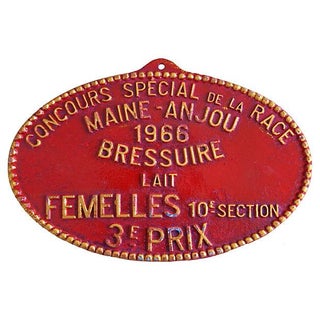 Circa 1966 French Prize Trophy Award Plaque For Sale