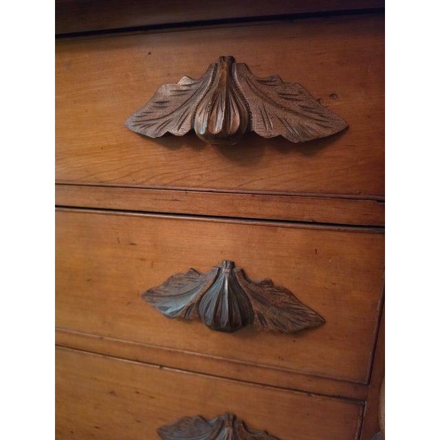 Wood Mid 1800's Cherry Sideboard / Dining Buffet With Hand Carved Pulls (Empire Transition Period) For Sale - Image 7 of 9