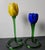 1990s Vintage MCM Murano Style HandBlown Yellow &Colbalt Blue Tulips Figurine-Set of 2 For Sale - Image 5 of 6