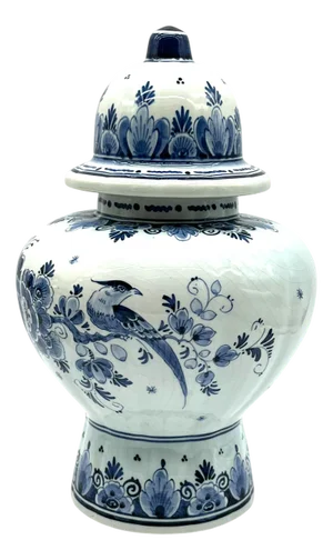 Blue Delft Baluster Vase with Lid