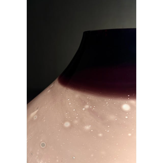 Mid 20th Century Large Mid 20th Century Alfredo Barbini Burgandy and Pink Hand Blown Murano Glass Vase, Signed For Sale - Image 5 of 7