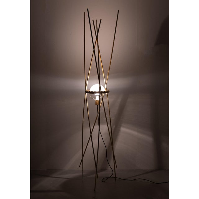 Gold Vintage Italian Gold Art Floor Lamp from Mikado, 1970 For Sale - Image 8 of 10