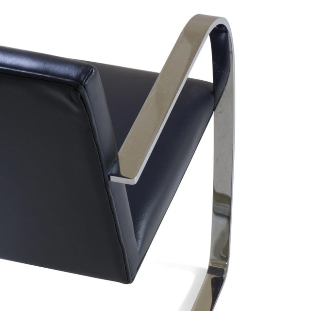 Ludwig Mies van der Rohe Brno Flat-Bar Chair in Original Navy Leather For Sale - Image 4 of 6