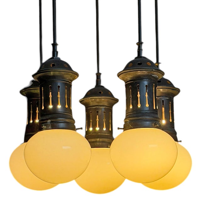 Late 20th Century American Five-Arm Chandelier For Sale - Image 10 of 13