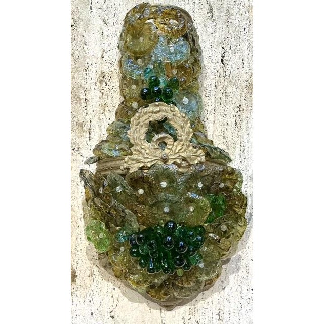 Vintage Italian Murano Glass Flower Sconce - A Pair For Sale In West Palm - Image 6 of 12