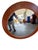 Wood Ethan Allen Avenue Collection Round Cherry Wood Beveled Wall Mirror Console For Sale - Image 7 of 11