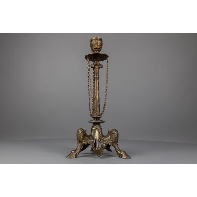 Late 19th Century Napoleon III French Spelter Candleholder, 1890s For Sale - Image 3 of 18