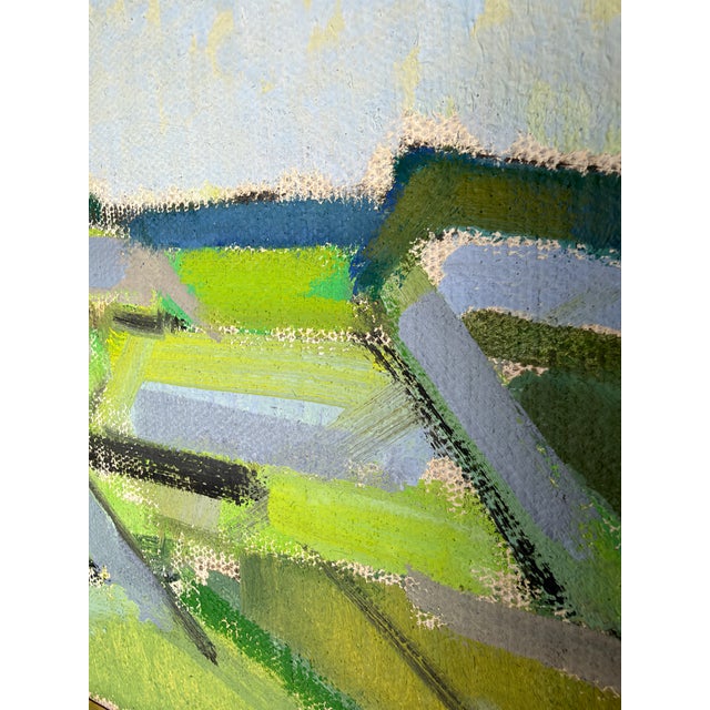 A pair of small, highly decorative landscapes by knud verner laursen, executed in the aesthetic of danish post-war...