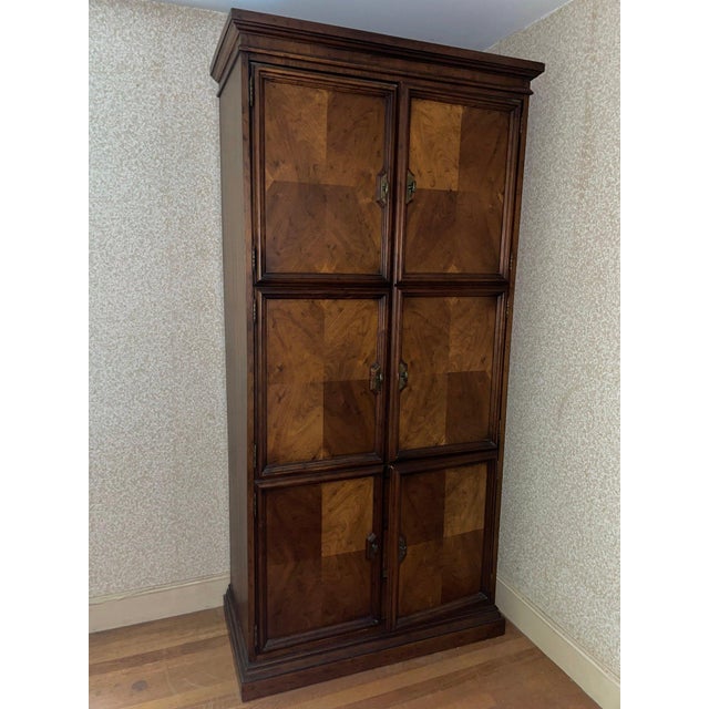 Late 20th Century Drexel Heritage Solid Wood Two-Door Armoire With Interior Drawers For Sale - Image 17 of 18