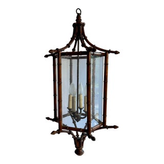 Paul Ferrante Faux Bamboo/Chinoiserie Hanging Lantern For Sale