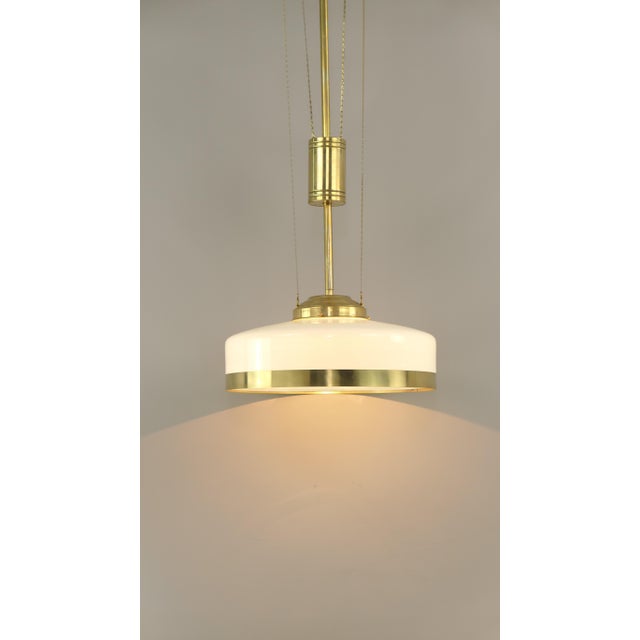 Art Deco Viennese Chandelier with Opal Glass, Austria, 1920s For Sale - Image 6 of 10