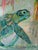 Wonderful Sea Turtle in lustrous water with fish and coral. Oil on cradled board. Loose brush strokes visible. Signed and...