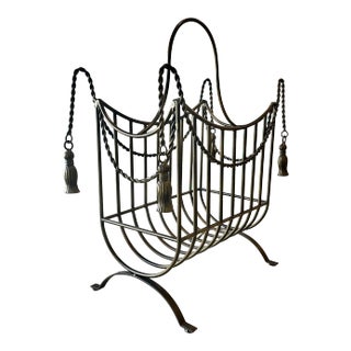 Hollywood Regency Tassle Magazine Rack For Sale
