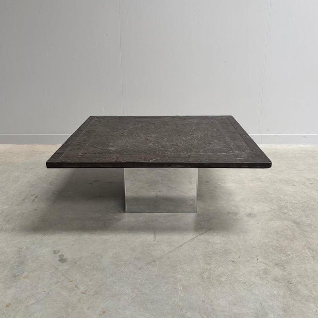 Stone and Steel Coffee Table by Draenert, 1970s For Sale - Image 4 of 12