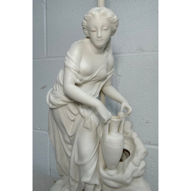 Vintage French NeoClassical Parian Porcelain Figural Electric Table Lamps - Pair For Sale - Image 4 of 13