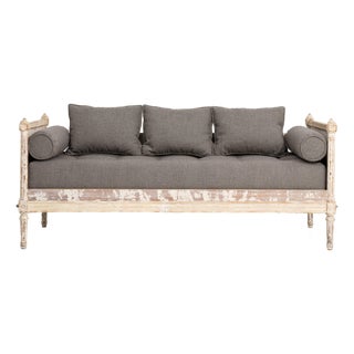 White Patinated Louis XVI Upholstered Daybed, Neoclassical Style, France, Circa 1900 For Sale