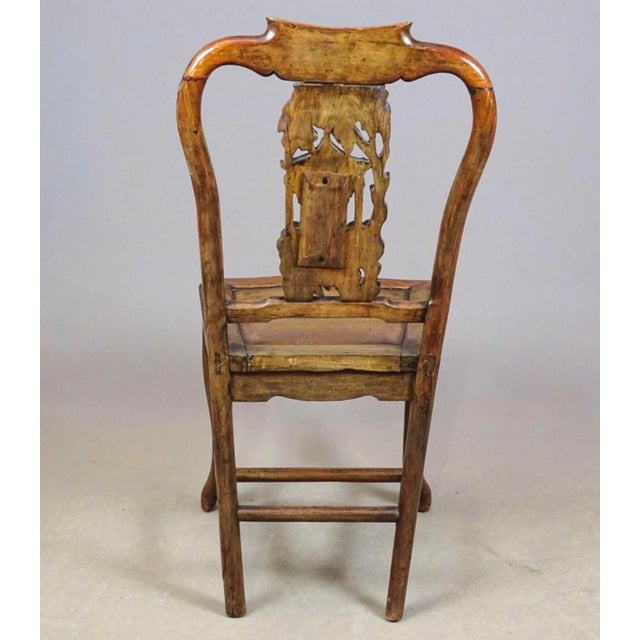 Stone Four Antique Chinese Dining Chairs With Marble Inlay For Sale - Image 7 of 8