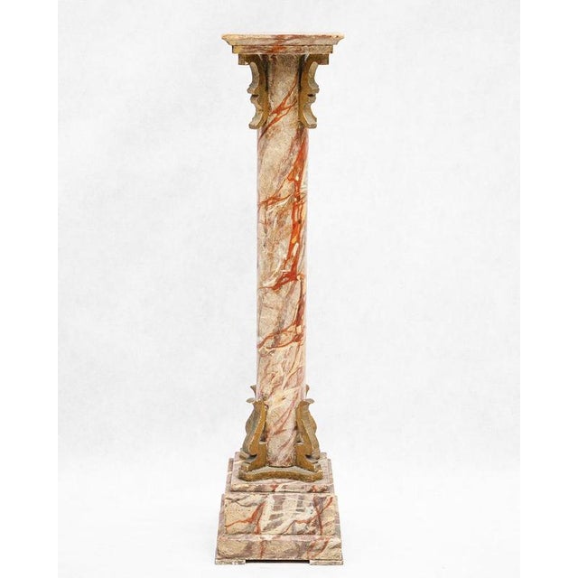 Small Faux Marble Pedestal Column, 19th Century For Sale - Image 5 of 8