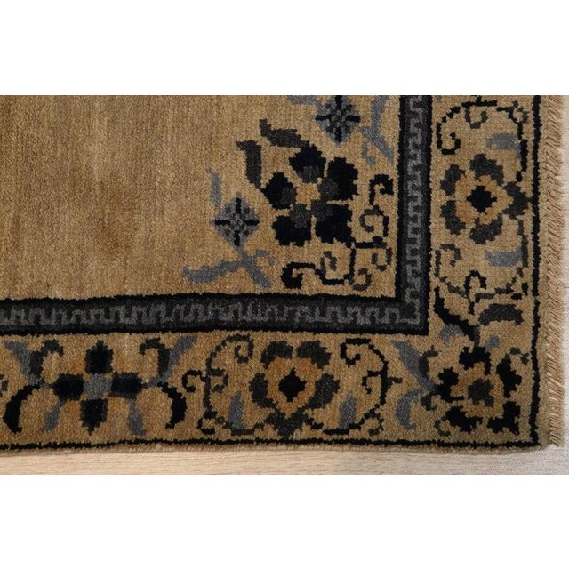 Contemporary 4x9 Ivory Hand-Knotted Wool Floral Bordered Classic Traditional Carpet Rug For Sale - Image 3 of 7