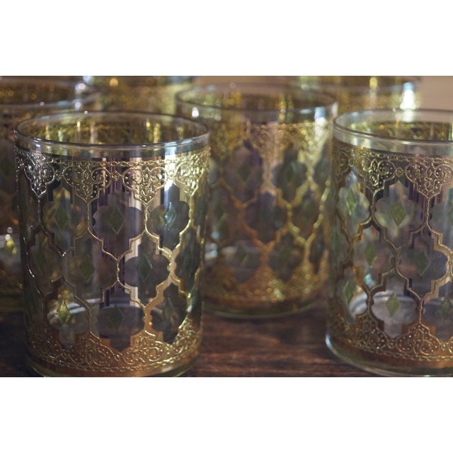 Gold 1950s Culver 22kt Gold Valencia Rocks Glasses - Set of 7 For Sale - Image 8 of 8
