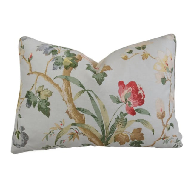 Textile Designer Clarence House Floral Peony Trail Flower Feather/Down Pillow For Sale - Image 7 of 7