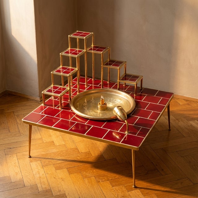 Late 20th Century Space Age Glazed Ceramic & Metal Water Feature, Europe, 1970s For Sale - Image 11 of 11