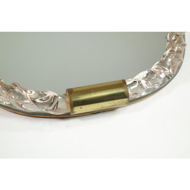 1930s Art Deco Twister Pink Murano Glass Wall Mirror from Seguso, 1930s For Sale - Image 5 of 10