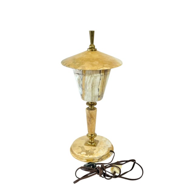 Gio Ponti Vintage French Marble & Brass Table Lamp in the Style of Gio Ponti, 1960s For Sale - Image 4 of 18